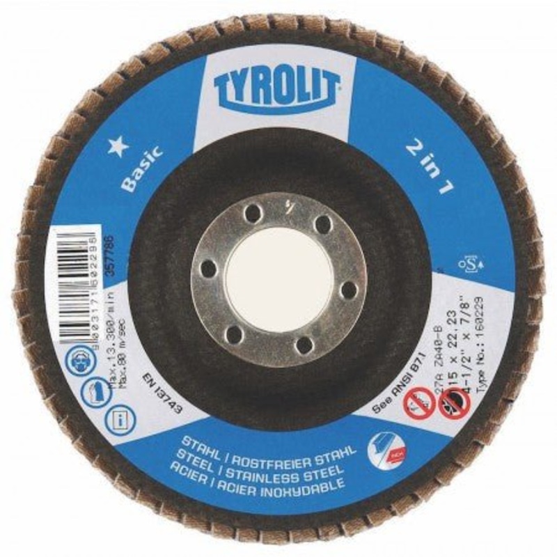 Tyrolit BASIC 2 in 1 Zirconia Flap Discs for Steel and Stainless Steel-Type 29 (Pack of 10)