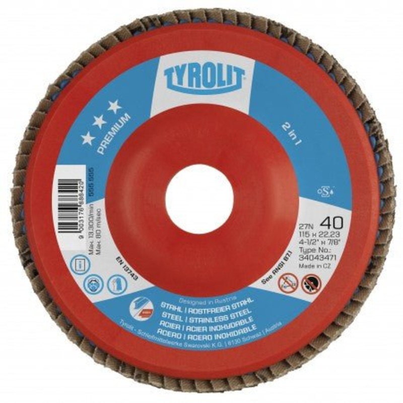 Tyrolit PREMIUM Zirconia Flap Discs for Steel and Stainless Steel-Type 27 (Pack of 10)