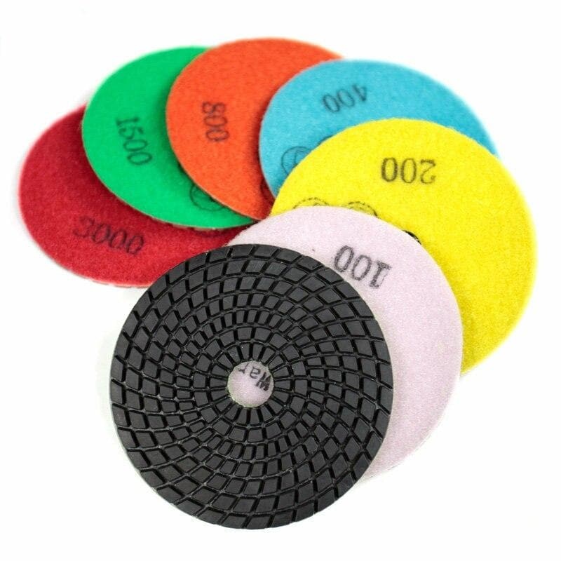 Amigo Diamond Polishing Pads|3″|4″|5″|50|100|200|400|800|1500|3000|Set (50g – 3000g)|Set with Flexible Backer Pad|Buff Black|Buff White