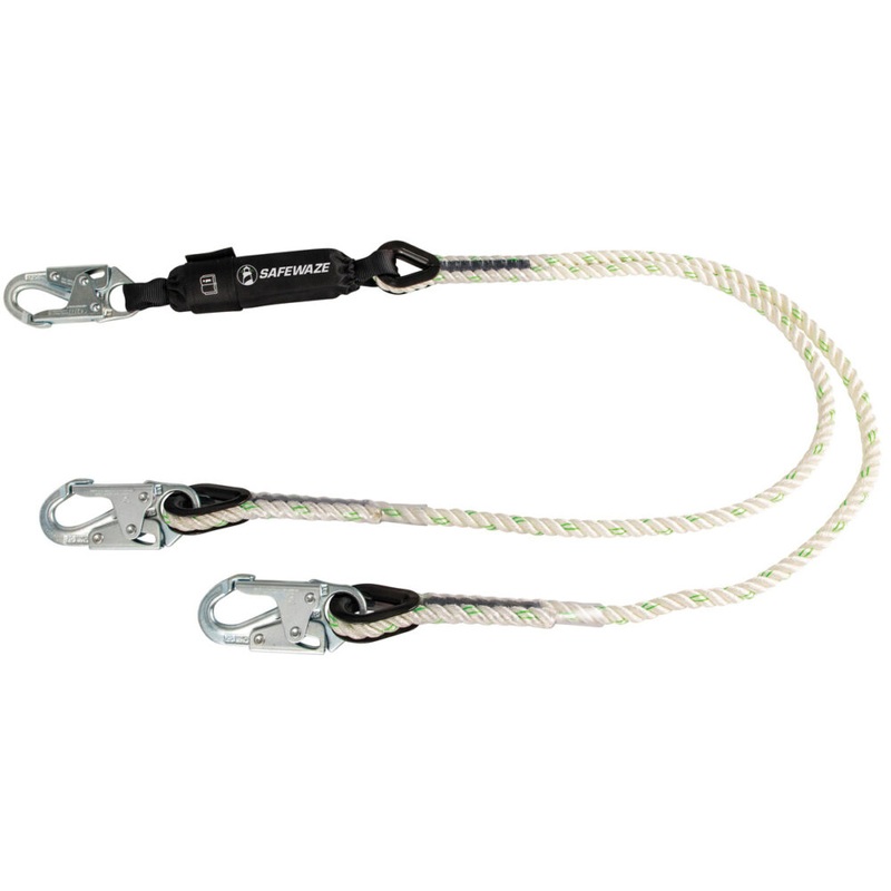 PRO 6 Rope Energy Absorbing Lanyard: Dual Leg, Snap Hooks