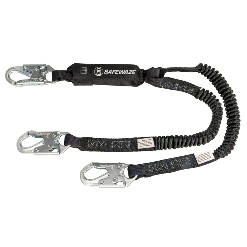 PRO 6 Stretch Energy Absorbing Lanyard: 12 FF Dual Leg, Snap Hooks