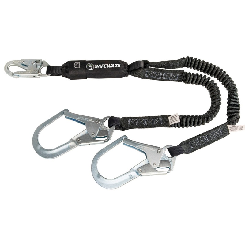PRO 6 Stretch Energy Absorbing Lanyard: Dual Leg, Rebar Hooks