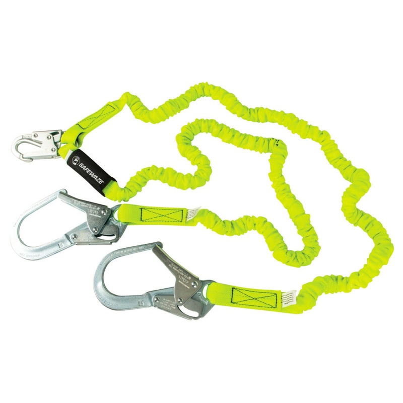 PRO 6 Stretch Internal Energy Absorbing Lanyard: Dual Leg, Rebar Hooks