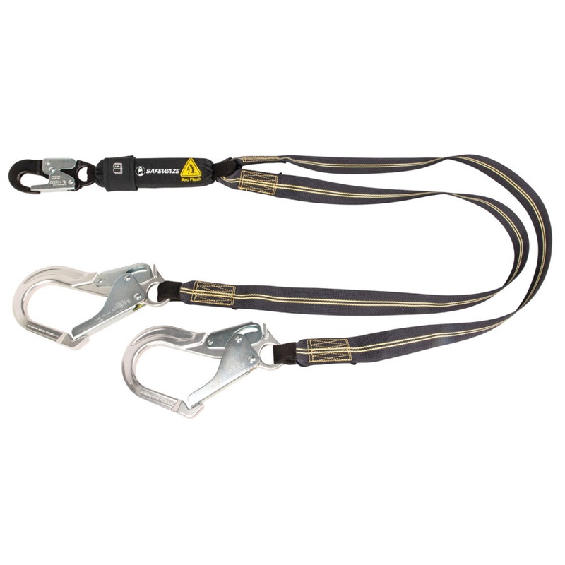 Arc Flash 6 Energy Absorbing Lanyard: Aramid, Dual Leg, Alu Rebar Hooks