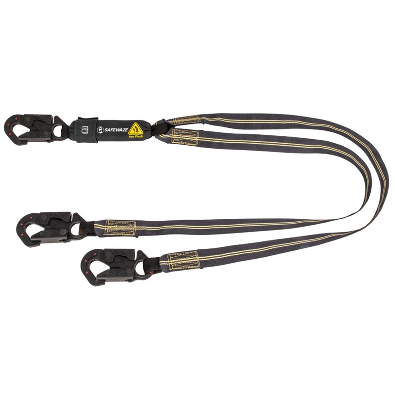 Arc Flash 6 Energy Absorbing Lanyard: Aramid, Dual Leg, Dielectric Snap Hooks