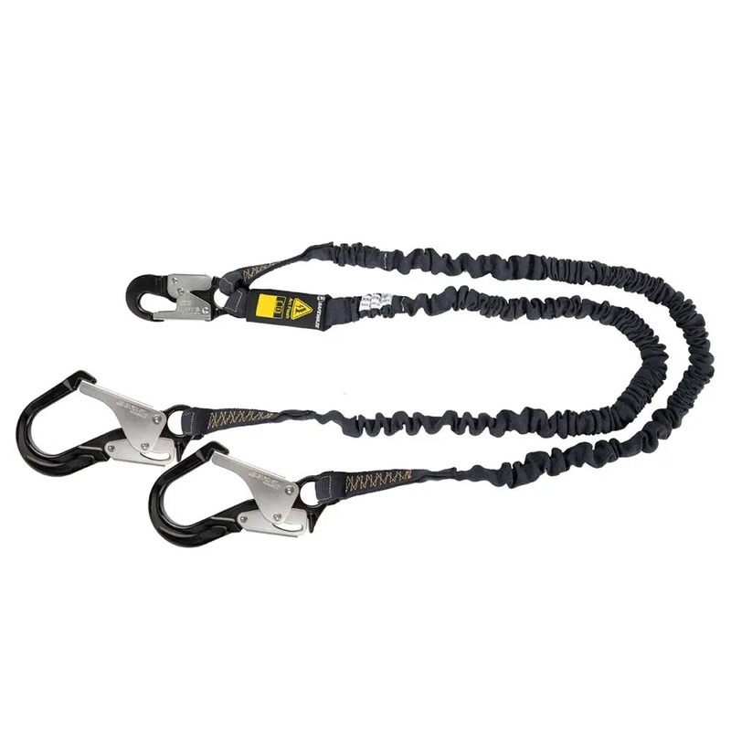 Arc Flash 6 Internal Energy Absorbing Lanyard: Aramid, Dual Leg, Alu Rebar Hooks