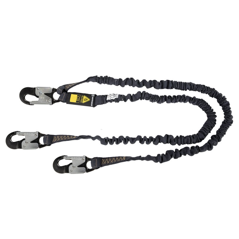 Arc Flash 6 Internal Energy Absorbing Lanyard: Aramid, Dual Leg, Alu Snap Hooks