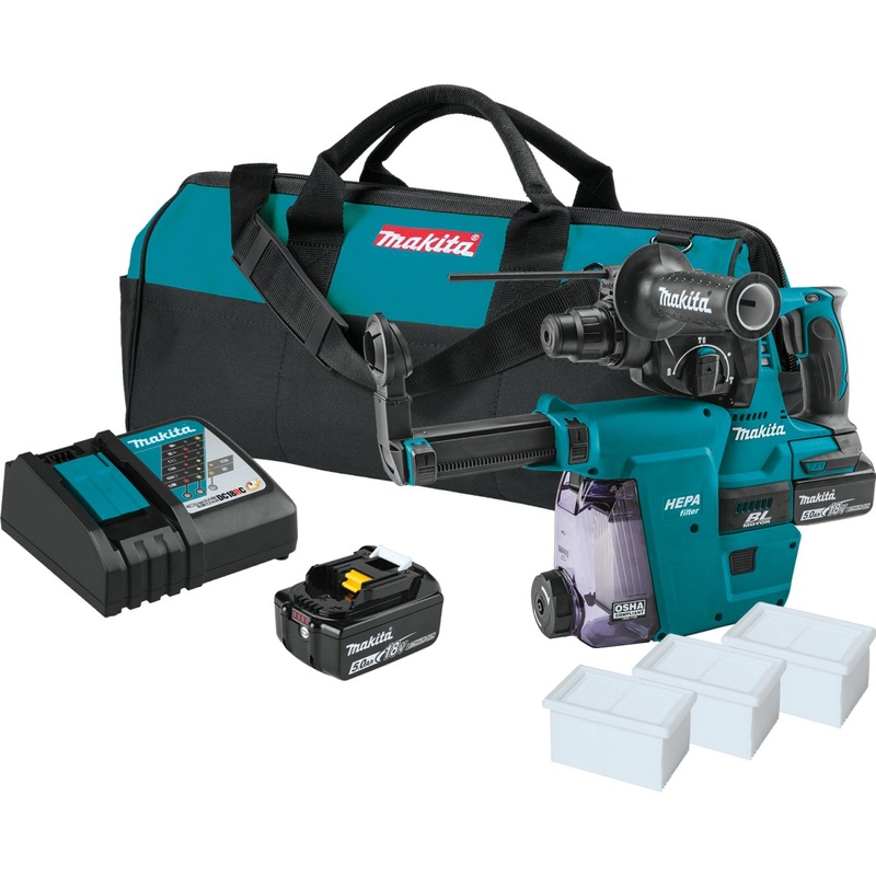 18V LXT LithiumIon Brushless Cordless 1 Rotary Hammer Kit, accepts SDSPLUS bits, w/ HEPA Dust Extractor Attachment (5.0Ah)