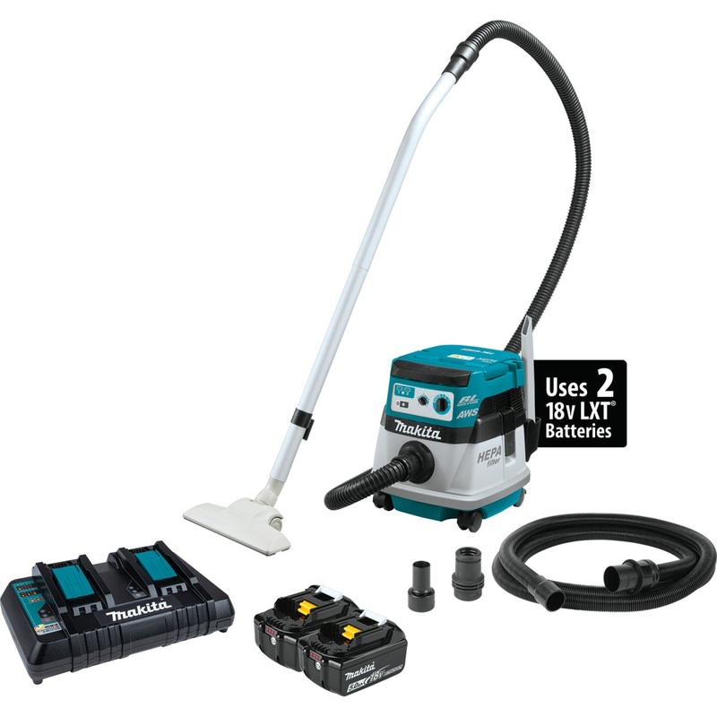 36V (18V X2) LXT Brushless 2.1 Gallon HEPA Filter Dry Dust Extractor/Vacuum, AWS (5.0Ah)