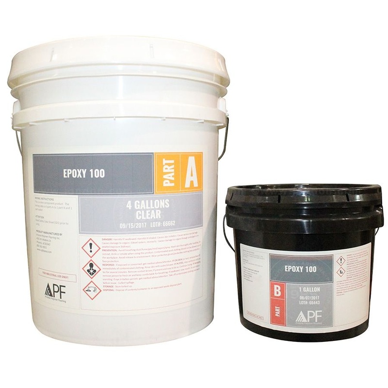 APF Epoxy 100 Water Based Clear Epoxy, 5 GL Kit (4 GL Part A, 1 GL Part B)