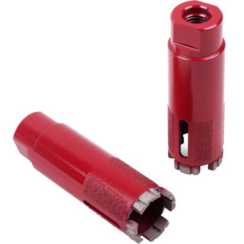 Dry Segmented Core Bits, Red|1 X 5/8 -11       (25MM)|1 1/4 X 5/8 -11 (32MM)|1 3/8 X 5/8 -11 (35MM)|1 1/2 X 5/8 -11 (38MM)|1 3/4 X 5/8 -11 (44MM)|2 X 5/8 -11       (51MM)