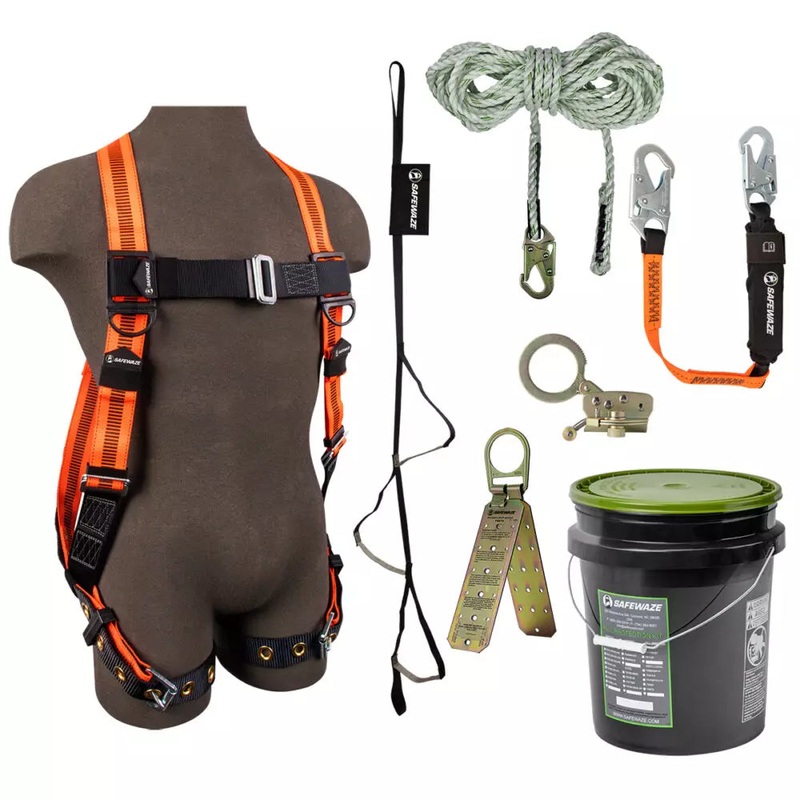 V-Line Bucket Roof Kit: FS99185-E Harness, FS700-50 VLL, FS1120 Grab, FS88560-E3 Lanyard, FS870 Anchor, FS902 Trauma
