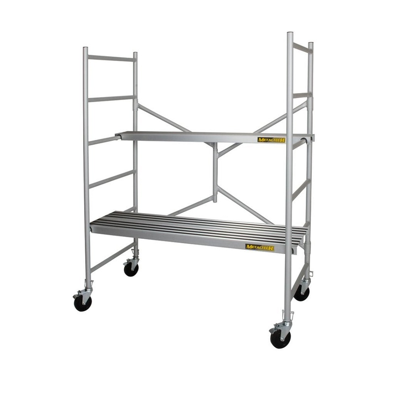 6′ High Portable Aluminum Scaffold With 5 Casters And 3 Anti-Slip Platforms