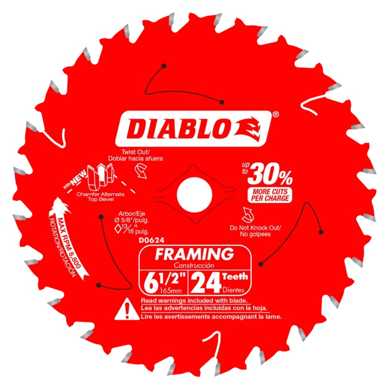 6-1/2 in. 24-Tooth Framing Saw Blade – 10 per Order