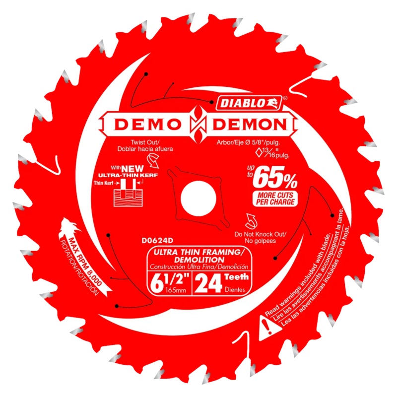 6-1/2 in. 24-Tooth Ultra-Thin Framing/Demolition Saw Blade – 15 per Order