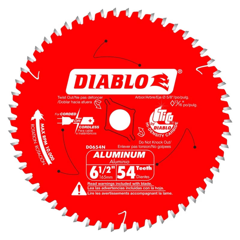 6-1/2 in. x 54 Tooth Medium Aluminum Cutting Saw Blade – 8 per Order