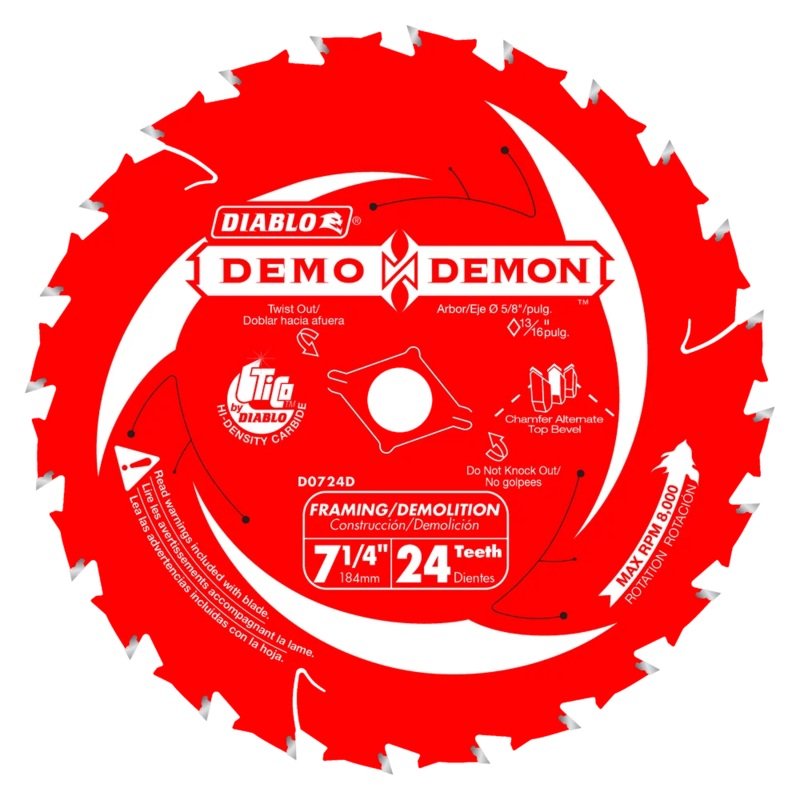 7-1/4 in. 24-Tooth  Framing/Demolition Saw Blade – 18 per Order