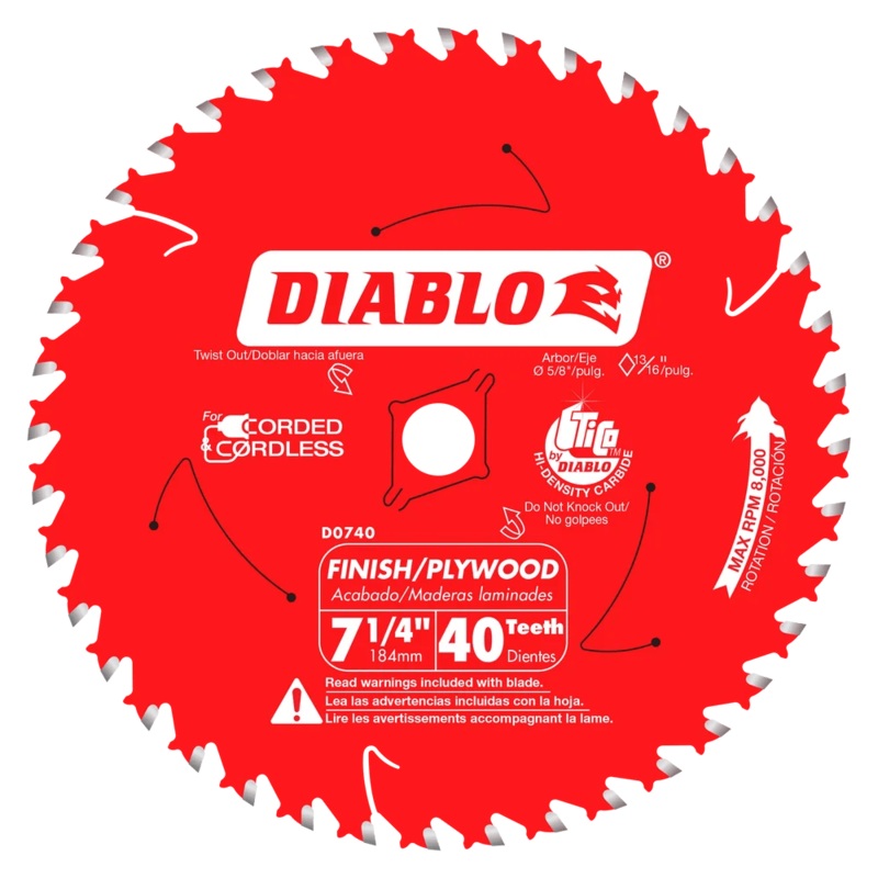 7-1/4 in. x 40 Tooth Finish Saw Blade – 15 per Order