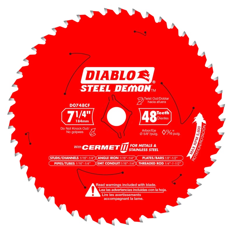 7-1/4 in. x 48 Tooth Cermet II Saw Blade for Metals and Stainless Steel – 8 Pieces