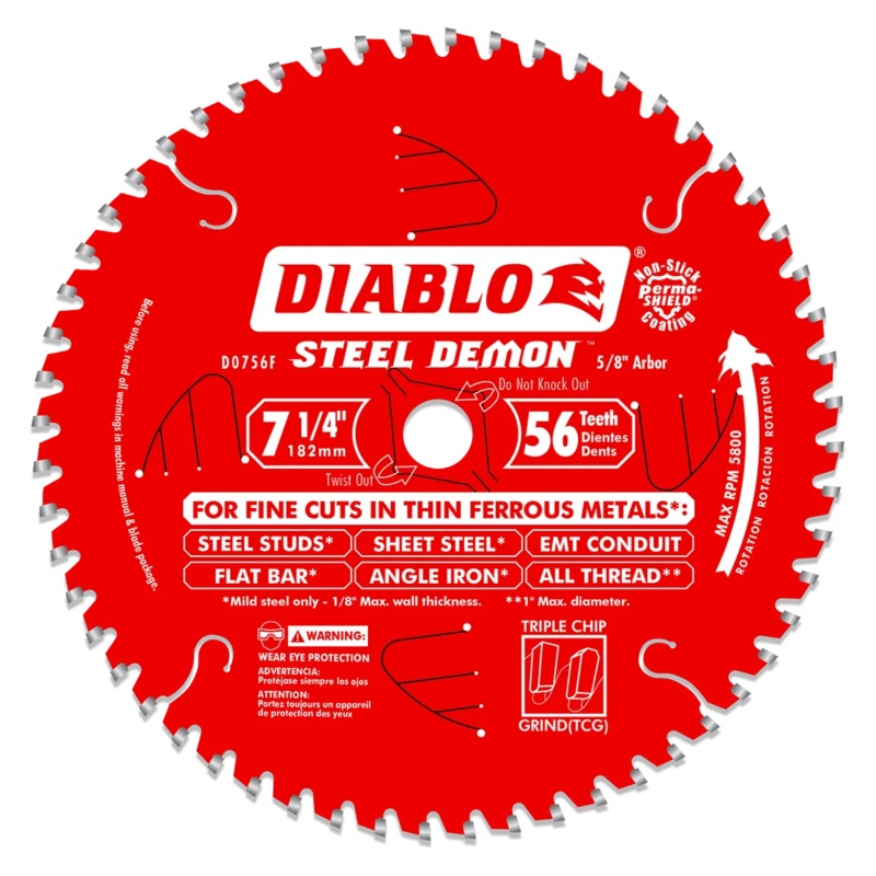 7-1/4 in. x 56 Tooth Carbide-Tipped Saw Blade for Metal – 8 per Order