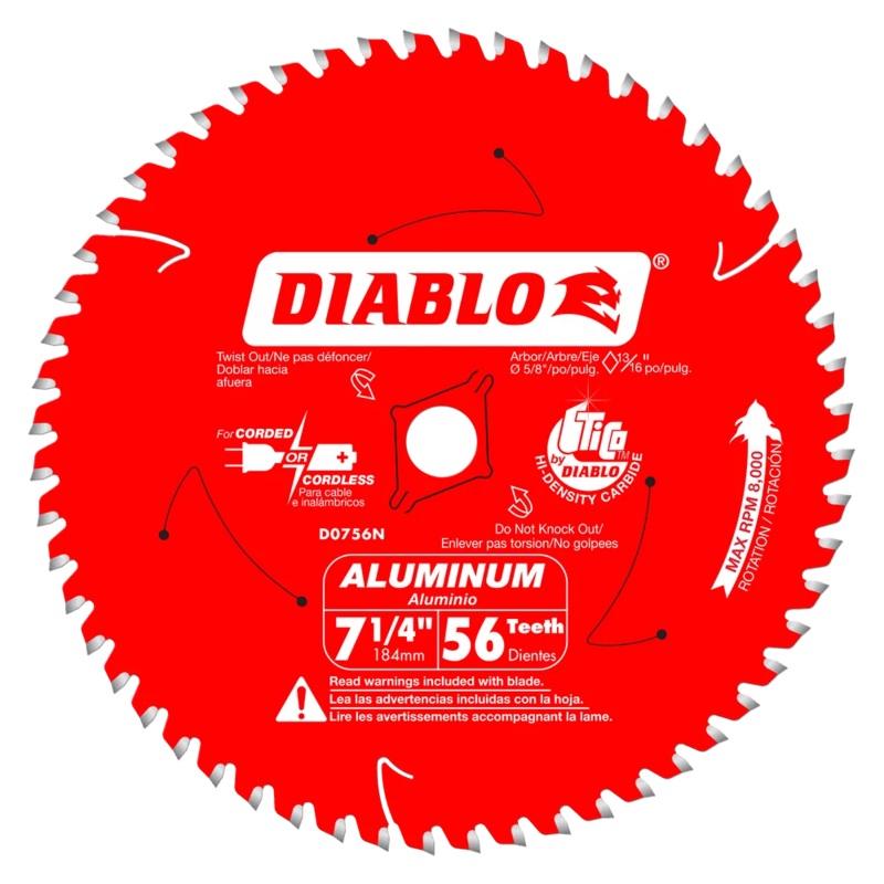 7-1/4 in. x 56 Tooth Thick Aluminum Cutting Saw Blade – 8 per Order
