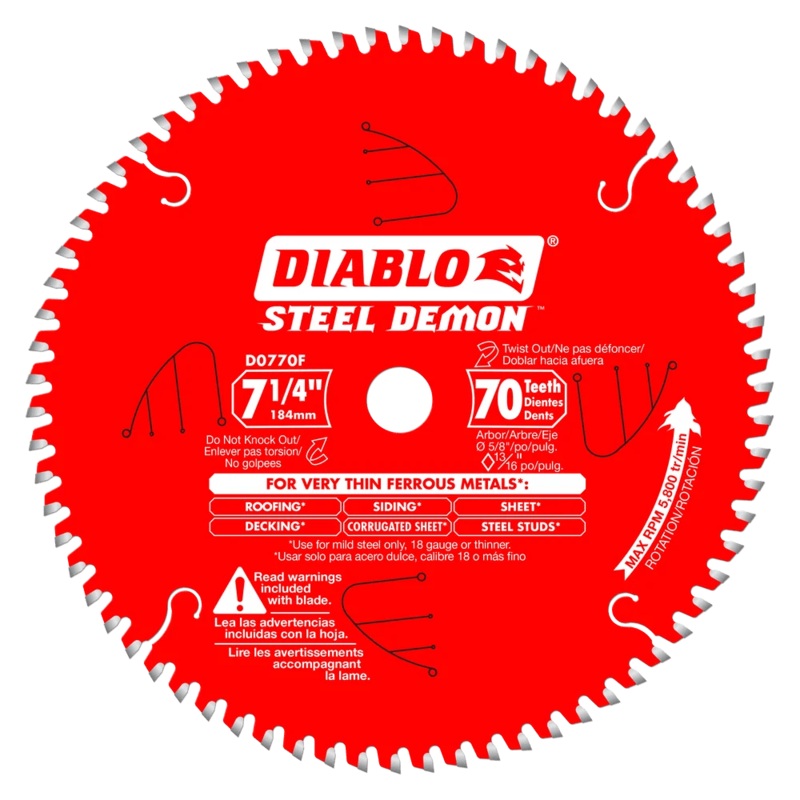 7-1/4 in. x 70 Tooth Carbide-Tipped Saw Blade for Metal – 8 per Order