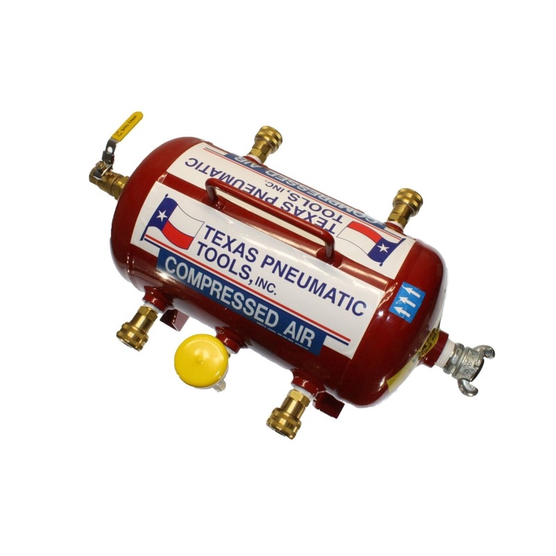 TX-3AMF-QC(3/8) – Air Manifold (2.5 Gal, ASME Tank w/ 3/8 Industrial Quick Connect Fittings)