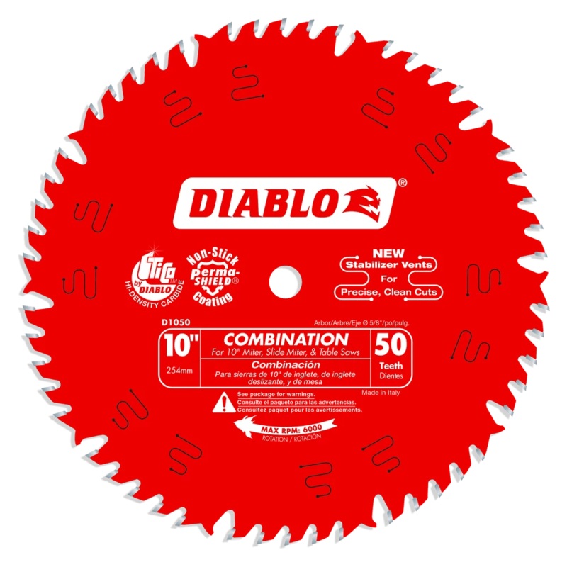 10 in. x 50 Tooth Combination Saw Blade – 6 per Unit