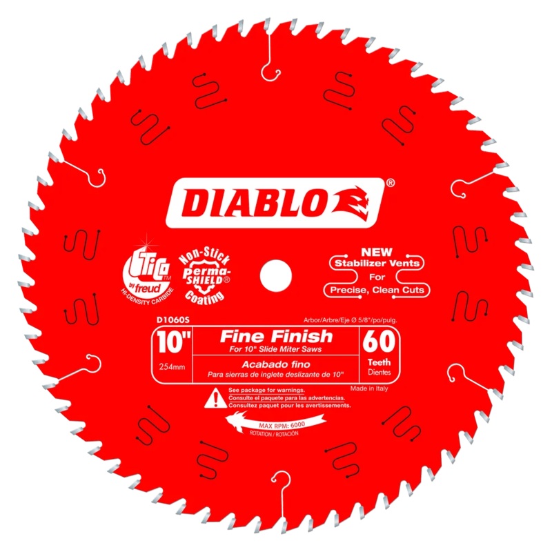 10 in. x 60 Tooth Fine Finish Slide Miter Saw Blade – 5 per Order
