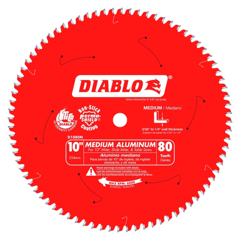 10 in. x 80 Tooth Medium Aluminum Saw Blade – 4 per Order