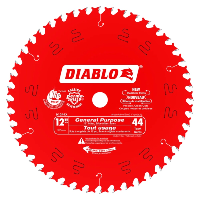 12 in. x 44 Tooth General Purpose Wood Saw Blade – 8 per Order