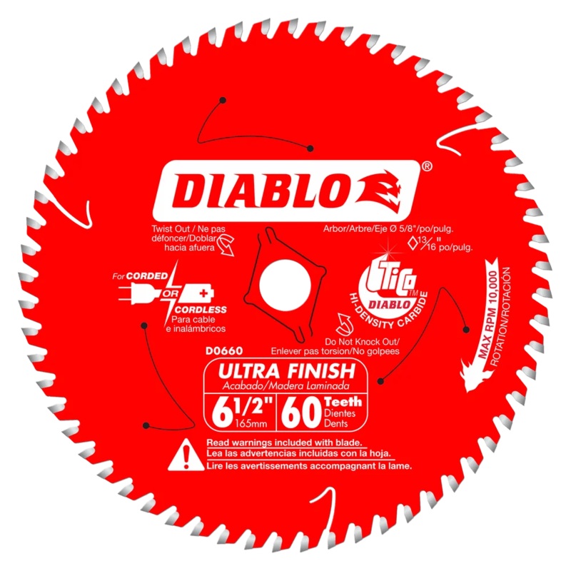 6-1/2 in. x 60 Tooth Ultra Finish Saw Blade – 10 per Order