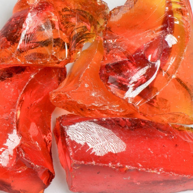 Chunky Orange Fire Glass|50 Lb.|25 Lb.|10 Lb.|5 Lb.|1 Lb.||2 (1/4″ – 3/8″)|Medium (1/2″ – 1″)