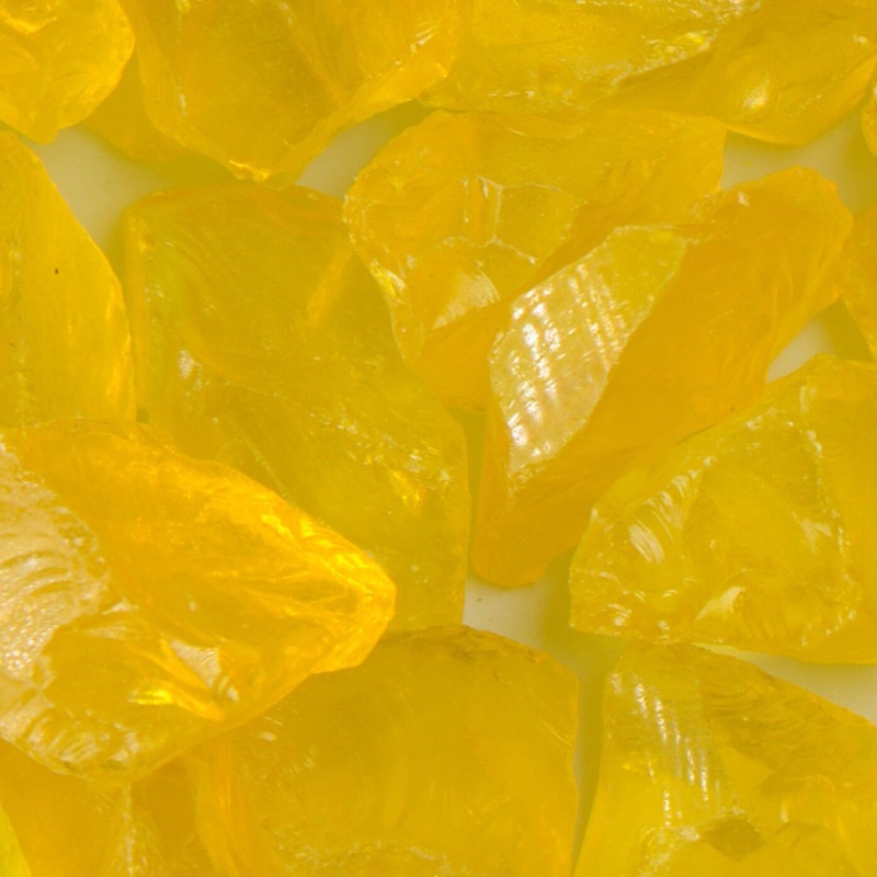 Chunky Yellow Fire Glass|50 Lb.|25 Lb.|10 Lb.|5 Lb.|1 Lb.||3 (3/8″ – 1/2″)|Medium (1/2″ – 1″)