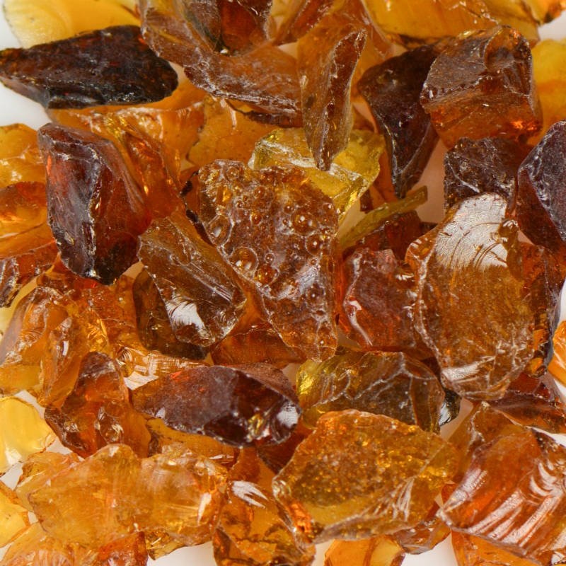 Crystal Amber Fire Glass|1 Lb.|5 Lb.|10 Lb.|25 Lb.|50 Lb.|Small (1/4″ – 1/2″)|Medium (1/2″ – 1″)