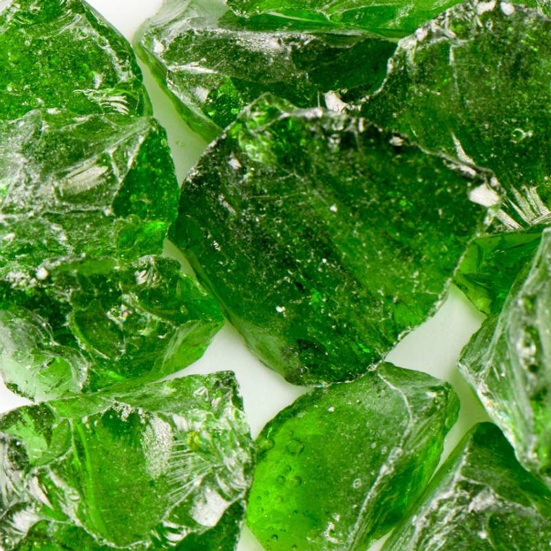 Green Fire Glass|1 Lb.|5 Lb.|10 Lb.|25 Lb.|50 Lb.|Medium (1/2″ – 1″)