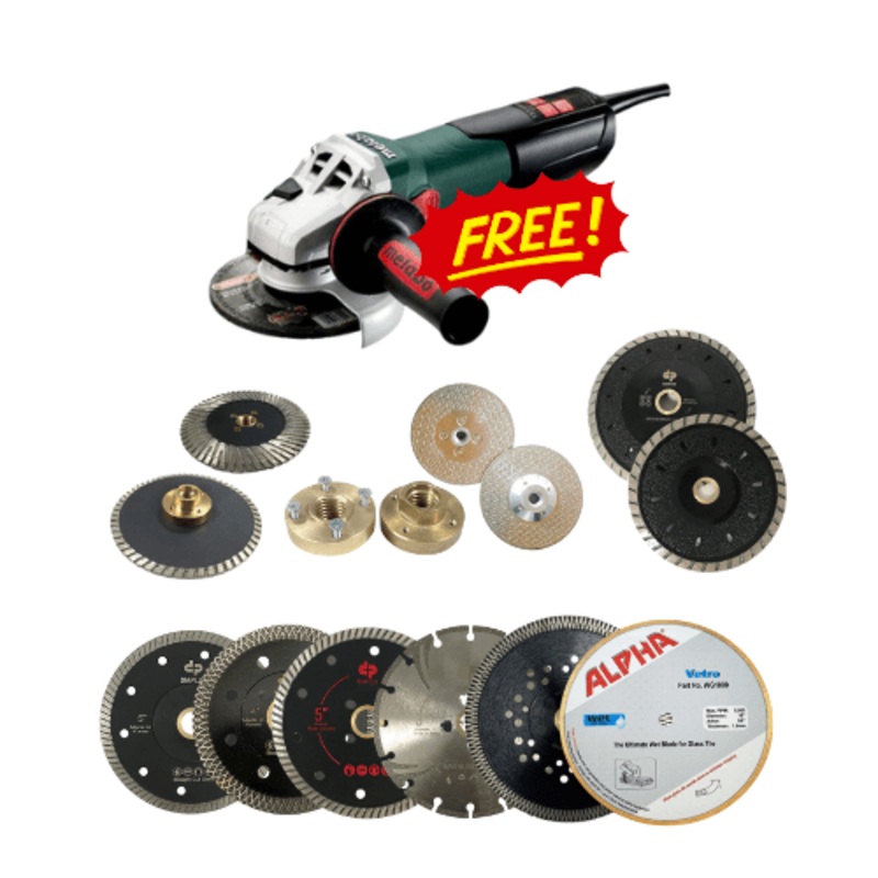Diamond Blades Bundle + Free Metabo Variable Speed Grinder