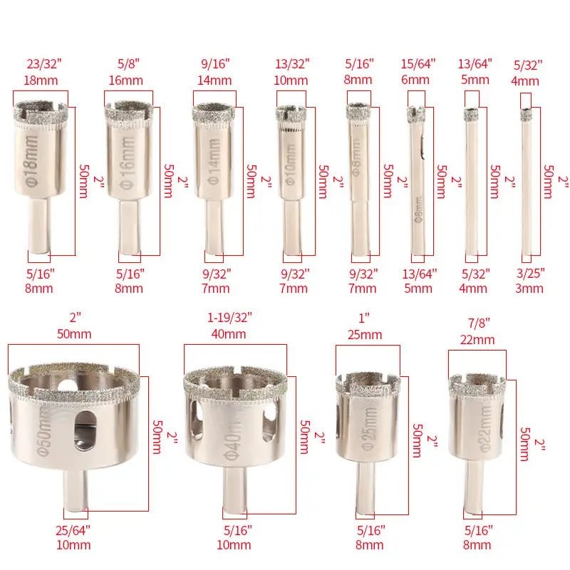 Diamond Core bits for Glass, Tile, Porcelain, and Stone