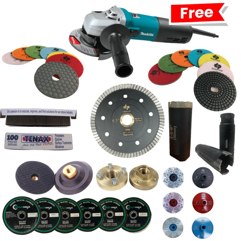Stone Fabrication Combo Pack + Free Variable Speed Makita Grinder