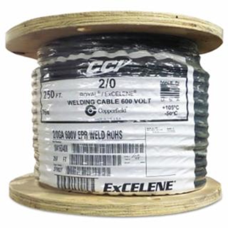 Welding Cable, 2/0 AWG, 250 ft Reel, Black