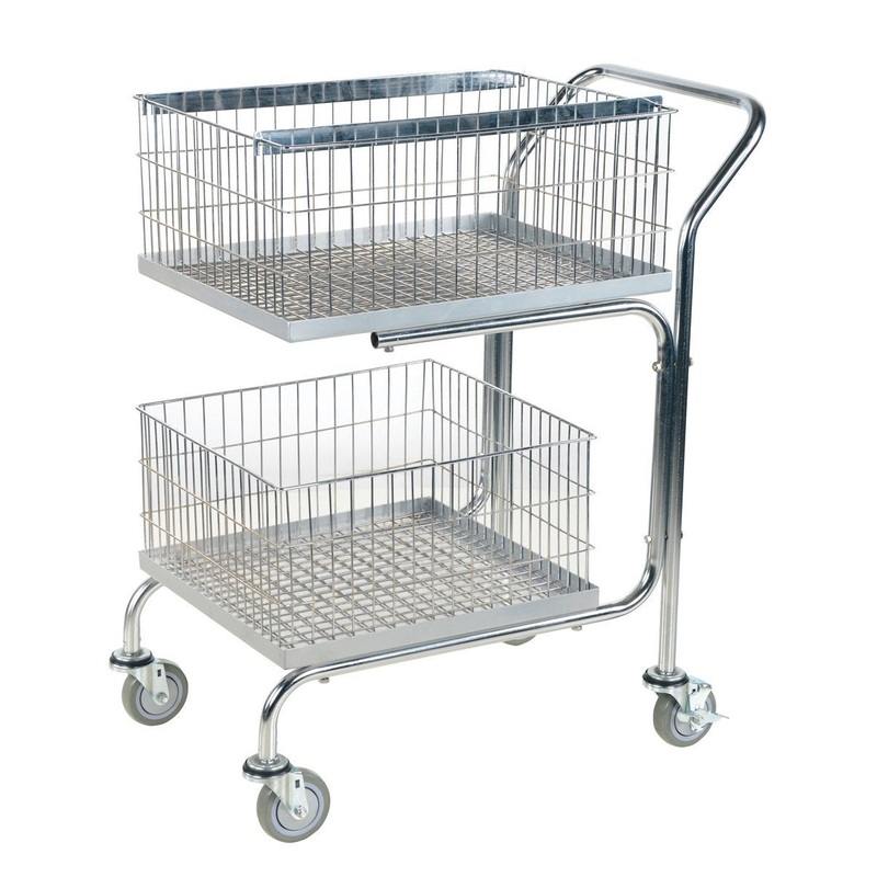 Double Tray/Double Basket Mail Cart