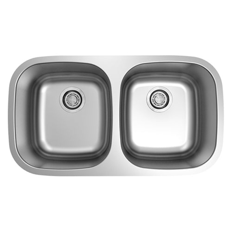 18g Standard Radius 50/50 Double Bowl Undermount Stainless Steel Kitchen Sink