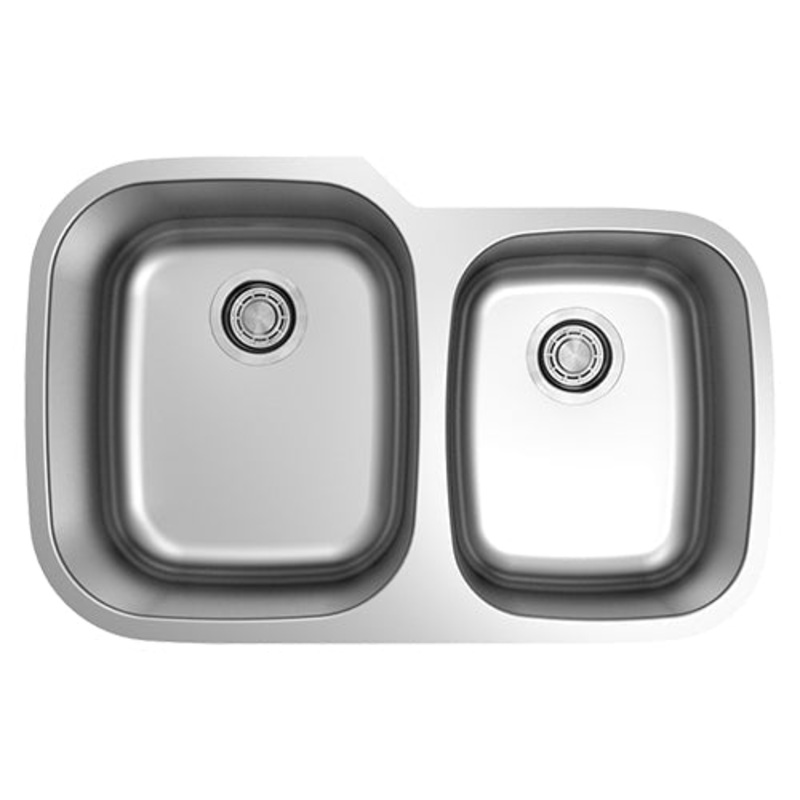 18g Standard Radius 60/40 Offset Double Bowl Undermount Stainless Steel Kitchen Sink