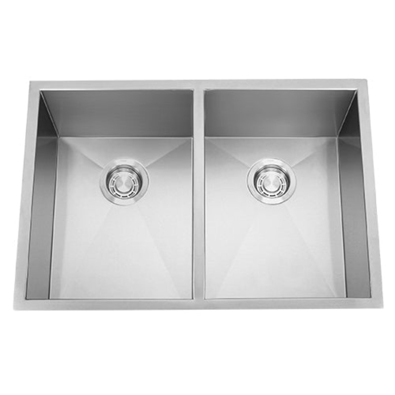 18g Zero Radius 50/50 Double Bowl Undermount Stainless Steel Kitchen Sink