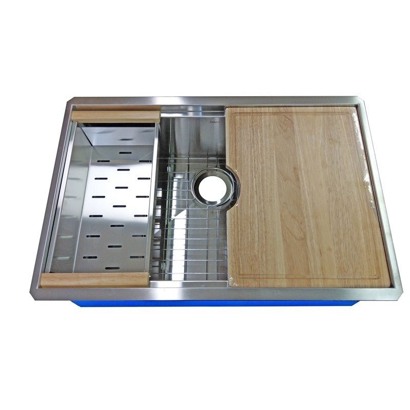 Dakota Sinks DSL-3320 Signature L-Series 33 x 20 Inch Flat Ledge Single Bowl Undermount Stainless Steel Kitchen Sink – Satin Brushed Nickel