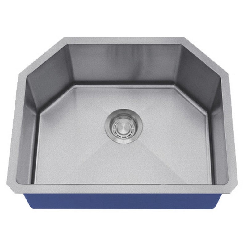 Dakota Sinks DSM-2321 Signature M-Series 23 Inch Micro Radius Single D-Bowl Undermount Kitchen Sink with Bottom Grid, Satin Brushed Nickel