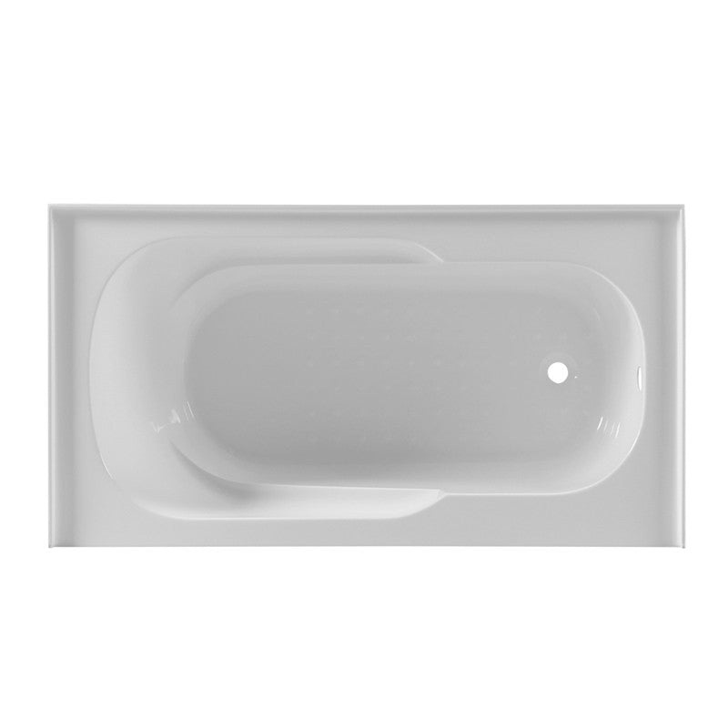 Dakota Sinks DST-ALLC01W Signature 60 x 32 Inch Alcove Rectangle Soaker Acrylic Bathtub with Lumbar Support, Armrests and Integral Skirt – White