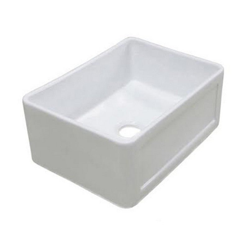 Dakota Sinks DSE-FCA2418S Signature Elements Series 23 7/8 Inch Fire Clay Single Bowl Reversible Apron Front Scalloped Kitchen Sink, White