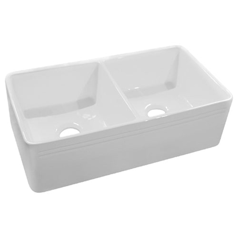 Dakota Sinks DSE-FCA5050S Signature Elements Series 33 1/4 Inch Fire Clay Double Bowl Reversible Apron Front Kitchen Sink