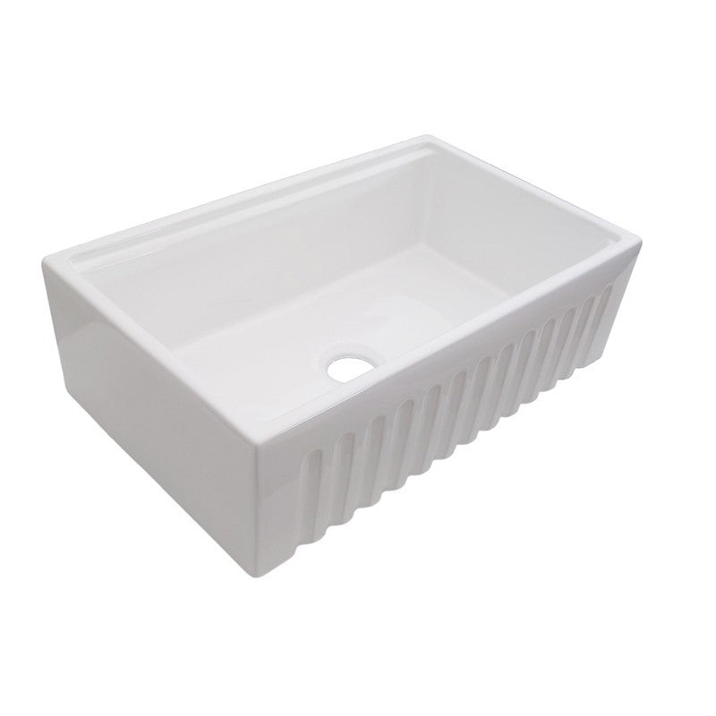 Dakota Sinks DSE-FCAL3320S Signature Elements Series 33 Inch Fire Clay Single Bowl Reversible Apron Front Kitchen Sink with Accessory Ledges